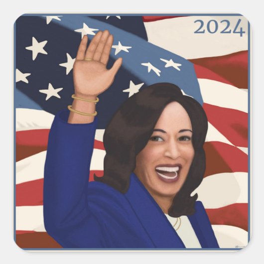 Kamala 2024 vierkante sticker (Voorkant)