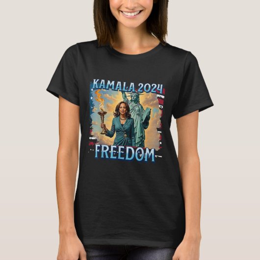 Kamala 2024 voor President-campagne Lady Liberty t T-shirt (Voorkant)