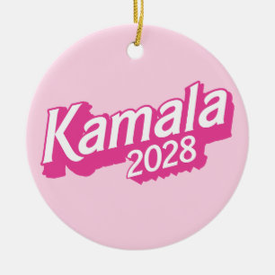Kamala 2028 roze kleurrijk keramisch ornament