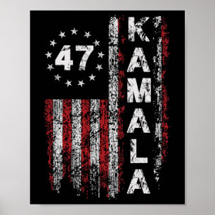 Kamala 47 Kamala47 President Verenigde Staten Vlag Poster