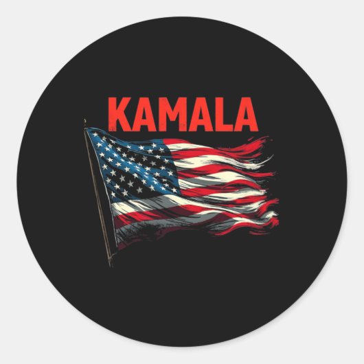 Kamala Amerikaanse vlag Ronde Sticker (Voorkant)