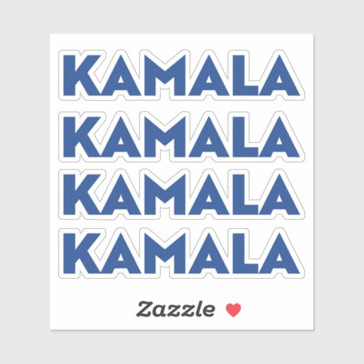 Kamala blauw modern vet typografie vier stickers (Vel)
