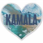 Kamala Blue Alcohol Ink Heart Sticker (Voorkant)