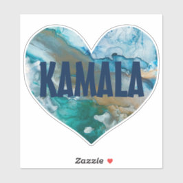 Kamala Blue Alcohol Ink Heart Sticker