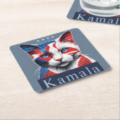 Kamala Cat 2024 Amerikaanse verkiezingsdemocraat Kartonnen Onderzetters (Schuin)