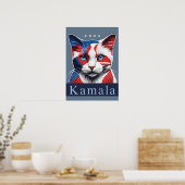 Kamala Cat 2024 Amerikaanse verkiezingsdemocraat Poster (Keuken)