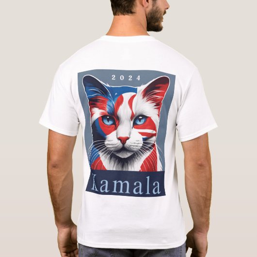 Kamala Cat 2024 Amerikaanse verkiezingsdemocraat T-shirt (Achterkant)