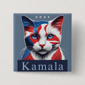 Kamala Cat 2024 Amerikaanse verkiezingsdemocraat Vierkante Button 5,1 Cm (Voorkant)