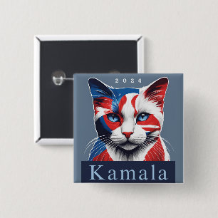 Kamala Cat 2024 Amerikaanse verkiezingsdemocraat Vierkante Button 5,1 Cm