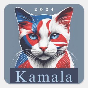 Kamala Cat 2024 Amerikaanse verkiezingsdemocraat Vierkante Sticker