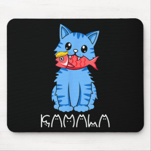 Kamala Cat Eat Fish Funny Harris Trump 2024 voor m Muismat