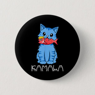 Kamala Cat Eat Fish Funny Harris Trump 2024 voor m Ronde Button 5,7 Cm