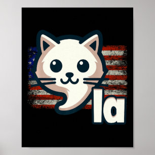 Kamala Cat USA Vlag Politieke Kat Premium Poster