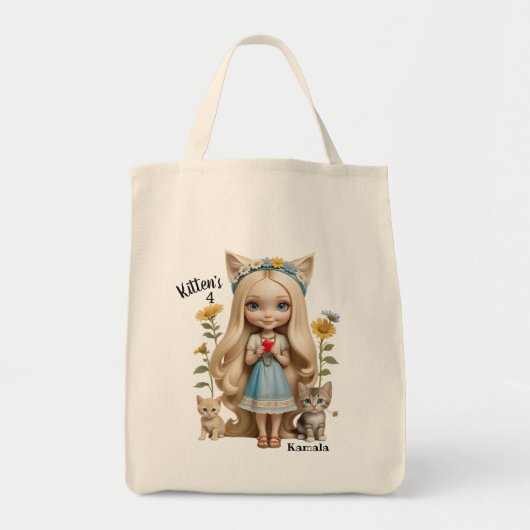 Kamala Cats Kinder aangepaste gepersonaliseerde ki Tote Bag (Voorkant)