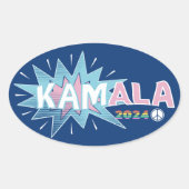 KAMALA COMIC MADAM PRESIDENT KAMALA HARRIS 2024 OVALE STICKER (Voorkant)