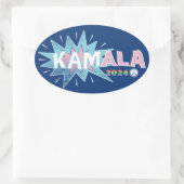 KAMALA COMIC MADAM PRESIDENT KAMALA HARRIS 2024 OVALE STICKER (Tas)