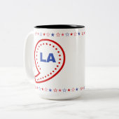 Kamala, Comma La, 2024 Patriottisch Tweekleurige Koffiemok (Voorkant links)