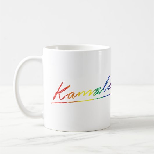Kamala Cursive Signature Pride Rainbow Koffiemok (Links)