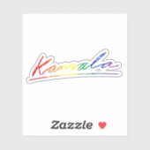 Kamala Cursive Signature Pride Rainbow Sticker (Vel)