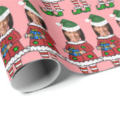 Kamala Custom Gezicht foto Elf Kerstmis Grappig Ro Cadeaupapier (Rol Hoek)