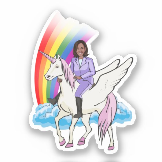 KAMALA EENHOORN EN REGENBOOG STICKER (Voorkant)