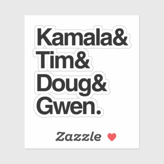 Kamala en Tim en Doug en Gwen Sticker (Vel)