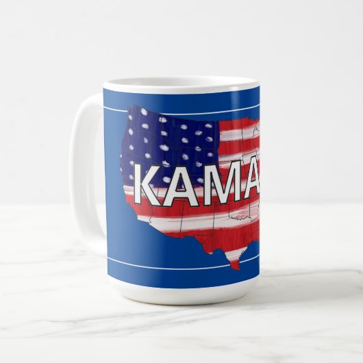 Kamala en USA in vlagkleuren Koffiemok (Voorkant links)