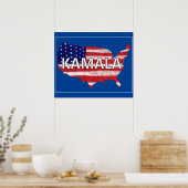Kamala en USA in vlagkleuren Poster (Keuken)