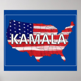 Kamala en USA in vlagkleuren Poster