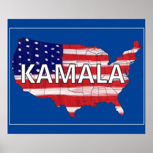 Kamala en USA in vlagkleuren Poster (Voorkant)