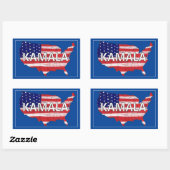Kamala en USA in vlagkleuren Rechthoekige Sticker (Vel)