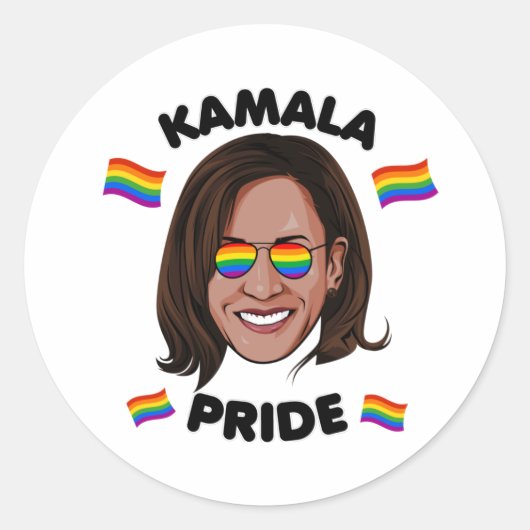 KAMALA GAY PRIDE RONDE STICKER (Voorkant)