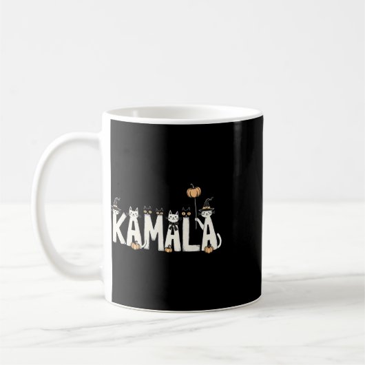 Kamala Halloween Cat Lover Heks Naam Design Koffiemok (Links)