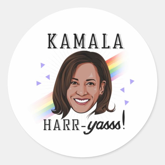 Kamala Harr-Yasss Ronde Sticker (Voorkant)