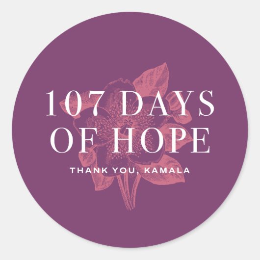 Kamala Harris 107 Days Ronde Sticker (Voorkant)