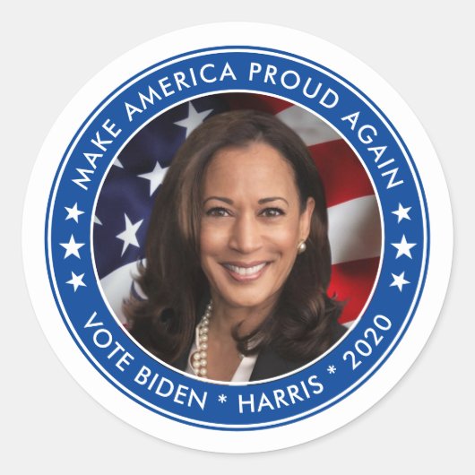 Kamala Harris 2020 Verkiezingsblauwe campagne Foto Ronde Sticker (Voorkant)