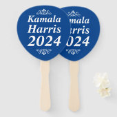 Kamala Harris 2024 Aangepaste Ornamenten Blauw Handwaaier (Voorkant en achterkant)