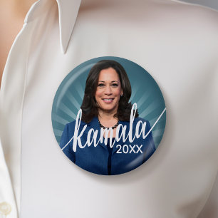 Kamala Harris 2024 - blauw blauwgroen met scriptna Ronde Button 5,7 Cm