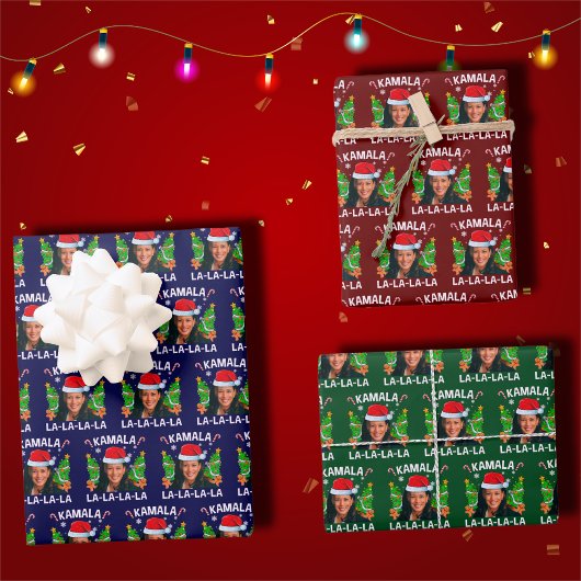 Kamala Harris 2024 Blue Christmas Inpakpapier Vel