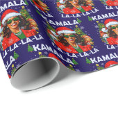 Kamala Harris 2024 Christmas Blue Cadeaupapier (Rol Hoek)