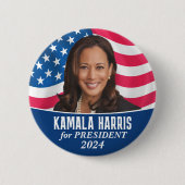 Kamala Harris 2024 - Classic Photo Flag Design Ronde Button 5,7 Cm (Voorkant)