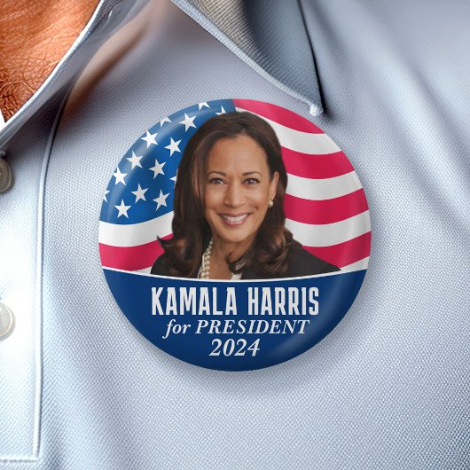 Kamala Harris 2024 - Classic Photo Flag Design Ronde Button 5,7 Cm