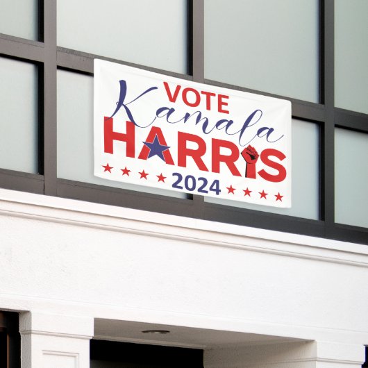 Kamala Harris 2024 Democratie op de stembus Spandoek (Buitenkant Gebouw)