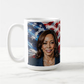 Kamala Harris 2024 en Amerikaanse vlag Koffiemok (Links)