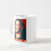 Kamala Harris 2024 Grappig Ik spreek'24 Koffiemok (Voorkant links)