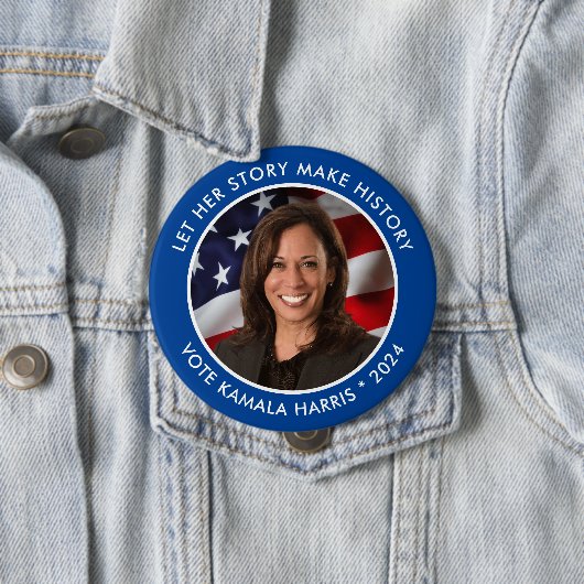 Kamala Harris 2024 Historische Collectible Foto Ronde Button 4,0 Cm (In situ)