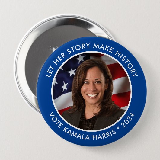 Kamala Harris 2024 Historische Collectible Foto Ronde Button 4,0 Cm (Voorkant /achterkant)