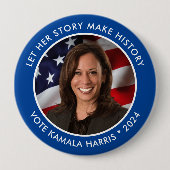 Kamala Harris 2024 Historische Collectible Foto Ronde Button 4,0 Cm (Voorkant)