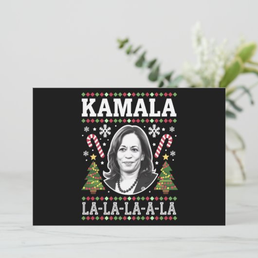 Kamala Harris 2024 Kerst Comma La Xmas Feestdagenkaart (Staand voorkant)