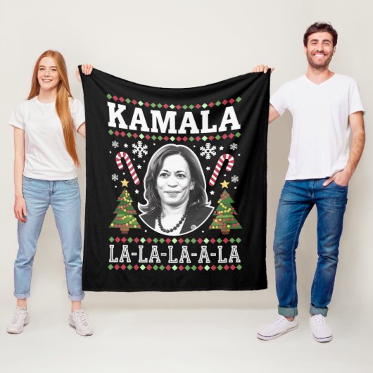 Kamala Harris 2024 Kerst Comma La Xmas Fleece Deken (In situ)